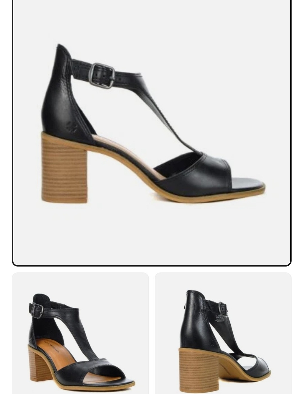 Black T-Strap Block Heel Sandal